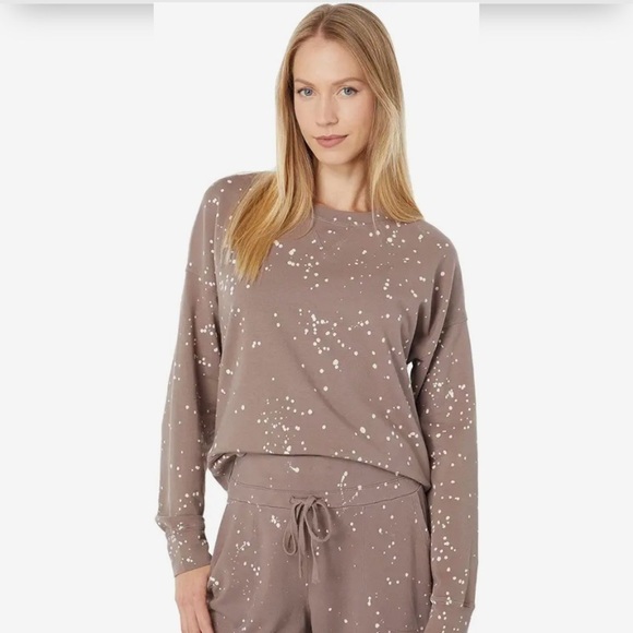 bobi Sweaters - Revolve Bobi Los Angeles Bleach Splatter Terry Cropped Sweatshirt